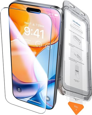 واقي شاشة UltraGlass Top 9H+ لهاتف iPhone 14 Pro من الزجاج المقسى [أطول متانة ومقاوم للكسر من الدرجة العسكرية] واقي شاشة 14 Pro تغطية كاملة، مضاد لبصمات الأصابع، عبوتان in Kuwait