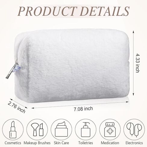 Paterr 10 Pcs Valentine Plush Makeup Bag Bulk Gift for Women Coworkers Preppy Fleece Makeup Pouch Cosmetic Bag Fuzzy Zipper Travel Toiletry Pouch for Wedding Bachelorette(Classic Color) in Saudi Arabia