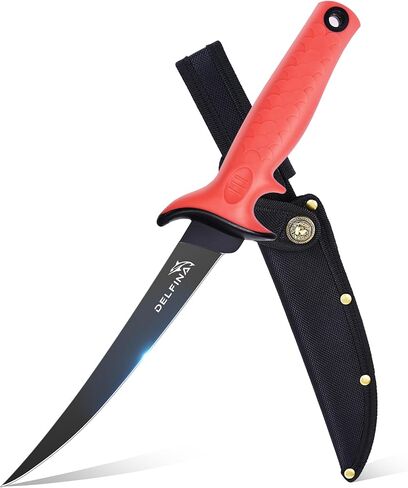 DELFINA 9 inch Fillet Knife For Fish, Ergonomic Soft Handle & Sheath, German Steel, Ideal for Filleting & Deboning in Saudi Arabia