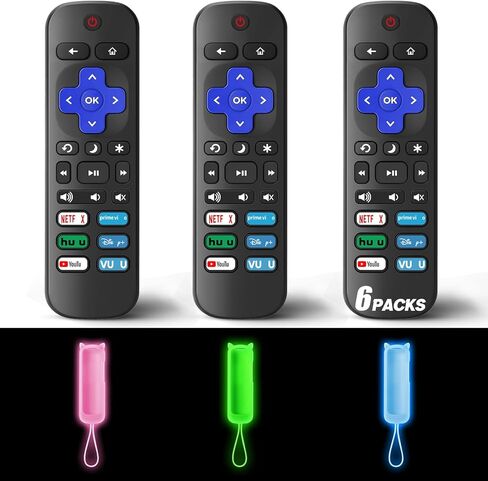 (Pack of 3) Replacement Remote Only for Roku TV with Soft Protective Cover (Glow in The Dark), Universal Remote for TCL Roku/Hisense Roku/Onn Roku/Sharp Roku/Element Roku/Philips Roku Smart TV in Saudi Arabia
