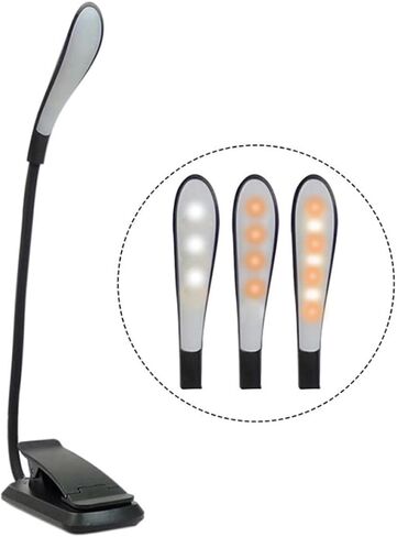 Kisangel LED Reading Lamp Clip Light USB Rechargeable Eye-Care Book Light Flexible Clip Lamp for Students and Travel, Black in Saudi Arabia
