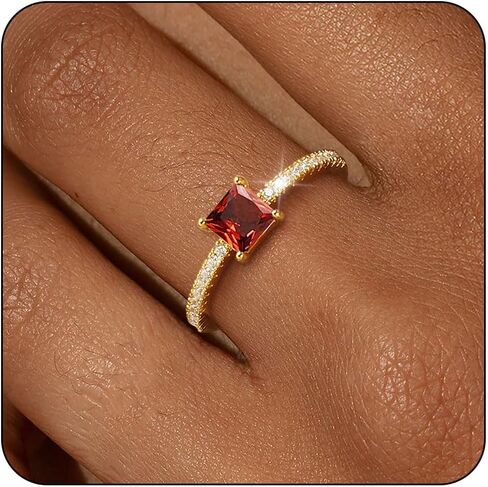 Birthstone Gold Rings for Women Non Tarnish 14K Gold Plated Stackable Cubic Zirconia Thumb Rings Dainty Cute Emerald Eternity Band Pinky Ring Engagement Wedding Promise Rings Jewelry Gifts in Saudi Arabia