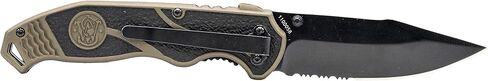 Smith & Wesson SWAT II 8.5in SS سكين قابل للطي بمساعدة الربيع مع نقطة إسقاط مسننة 3.5in ومقبض ألومنيوم مطاطي للبقاء في الهواء الطلق وEDC in Kuwait