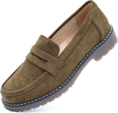 Women's Chunky Loafers, Platform Comfortable Slip-On Dressy Fashion Driving Moccasins Women in Saudi Arabia