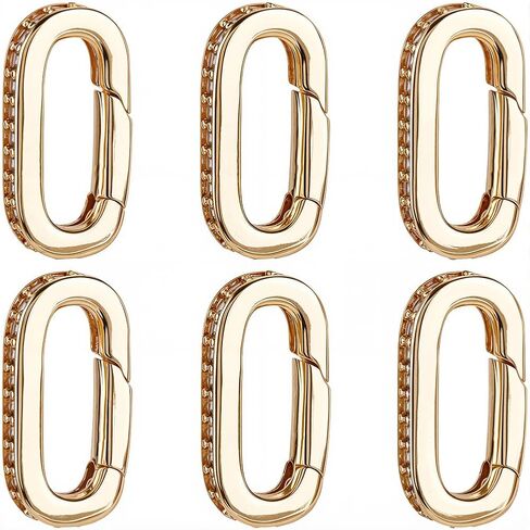 Sunnyclue 1 Box 4pcs REAL 18K GOLD PRITER PRIPER CLIP Spring keychain Ring Brass with Zirconia Trigger Gate Snap Hook Carabiner Clasp buck for Presh Jewelry Bag Lanyard keyard craft in Saudi Arabia