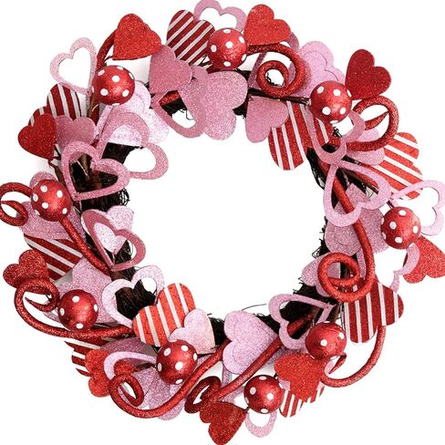 Bibelot Valentine's Day Wreath, Romantic Valentines Wreaths for Front Door 20 Inch, Pink Red White Valentine Wreath for Wedding Anniversary Decorations Indoor Outdoor Gifts in Kuwait
