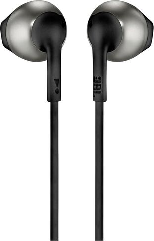 JBL Tune 205 - سماعات أذن سلكية مريحة ومريحة، صوت جهير نقي، كابل مسطح مقاوم للتشابك مع جهاز تحكم عن بعد بزر واحد وميكروفون (أسود) in Kuwait