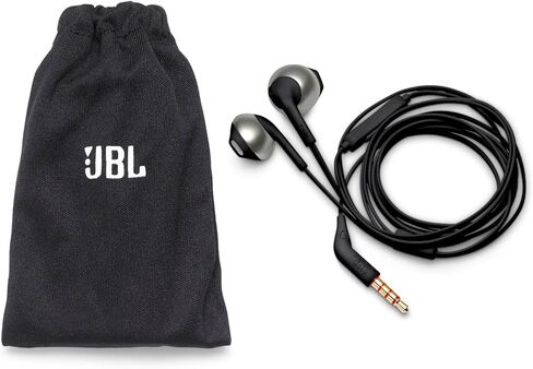 JBL Tune 205 - سماعات أذن سلكية مريحة ومريحة، صوت جهير نقي، كابل مسطح مقاوم للتشابك مع جهاز تحكم عن بعد بزر واحد وميكروفون (أسود) in Kuwait
