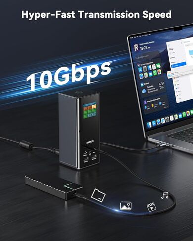 MOKiN Smart LED Docking Station,18-Port USB C Docking Station Triple Display with 3HDMI+2DP,150W Max, Smart Display, Triple 4K 60Hz, 10Gbps USB Ports, Gigabit Ethernet, for macOS and Windows in Saudi Arabia