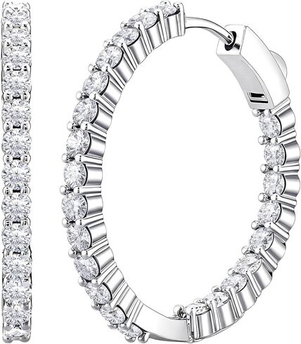 EIoways Moissanite Hoop Earrings, D Color VVS1 925 Silver, 17mm/24mm/30mm Huggie Hoop Earrings for Thanksgiving Valentines Anniversary Jewelry in Saudi Arabia