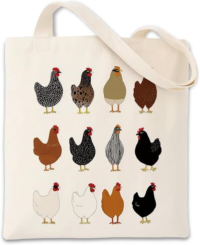 Local Egg Dealer Canvas Tote Bag, Retro Funny Chicken Totes, Farmhouse Chicken Theme Reusable Shopping Bags, Shoulder Bags for Casual Vacation Shopping Work in Saudi Arabia