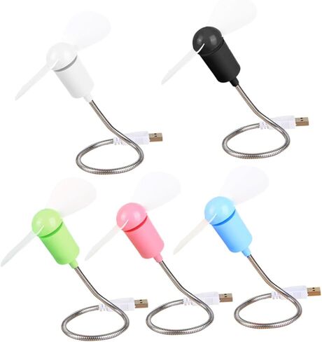 مجموعة مراوح هادئة مرنة صغيرة من jojofuny 5 قطع USB لتبريد الكمبيوتر، مراوح مكتب صغيرة محمولة مع رقبة قابلة للانحناء، لون عشوائي للاستخدام في المنزل والمكتب والسفر in Kuwait