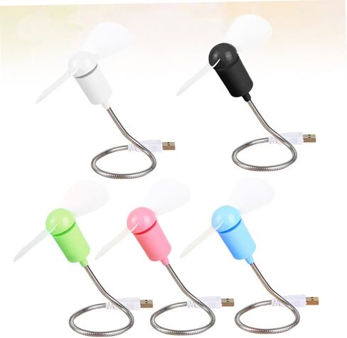5 قطع من مراوح USB الصغيرة من Gatuida، مراوح تبريد هادئة ومرنة لأجهزة الكمبيوتر المحمول، منفاخ هواء صغير محمول مع رقبة قابلة للانحناء للمكتب والمنزل والسفر، لون عشوائي in Kuwait