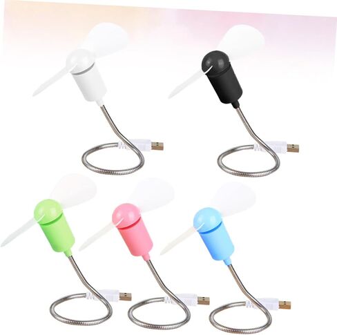 5 قطع من مراوح USB الصغيرة من Gatuida، مراوح تبريد هادئة ومرنة لأجهزة الكمبيوتر المحمول، منفاخ هواء صغير محمول مع رقبة قابلة للانحناء للمكتب والمنزل والسفر، لون عشوائي in Kuwait