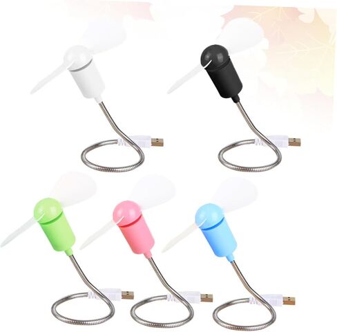 5 قطع من مراوح USB الصغيرة من Gatuida، مراوح تبريد هادئة ومرنة لأجهزة الكمبيوتر المحمول، منفاخ هواء صغير محمول مع رقبة قابلة للانحناء للمكتب والمنزل والسفر، لون عشوائي in Kuwait