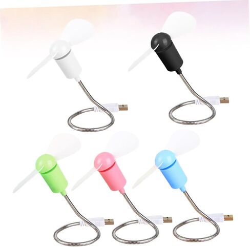مجموعة مراوح صغيرة هادئة ومرنة من Vaguelly 5 قطع USB، مراوح تبريد محمولة قابلة للتعديل لأجهزة الكمبيوتر المحمول وسطح المكتب، محركات هواء مدمجة للمكتب والسفر تستخدم لونًا عشوائيًا in Saudi Arabia