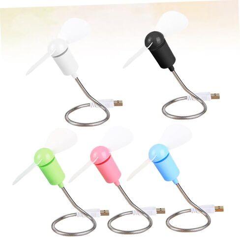 مجموعة مراوح صغيرة هادئة ومرنة من Vaguelly 5 قطع USB، مراوح تبريد محمولة قابلة للتعديل لأجهزة الكمبيوتر المحمول وسطح المكتب، محركات هواء مدمجة للمكتب والسفر تستخدم لونًا عشوائيًا in Saudi Arabia