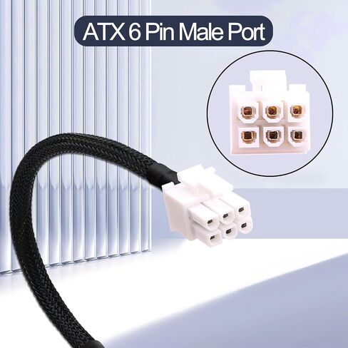 Desktop ATX Power Supply Adapter Cable,24-Pin to 6-Pin Square Connector,30CM Braided 18AWG,Compatible with Inspiron/Optiplex/VOSTRO in Saudi Arabia