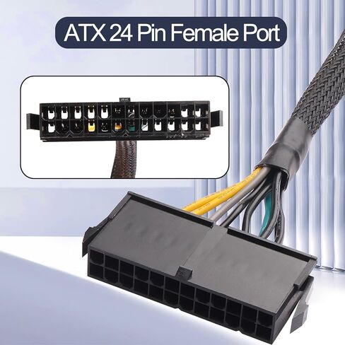 Desktop ATX Power Supply Adapter Cable,24-Pin to 6-Pin Square Connector,30CM Braided 18AWG,Compatible with Inspiron/Optiplex/VOSTRO in Saudi Arabia