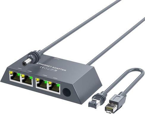 Starlink Gen3/Mini Ethernet Adapter(2M) with 4 RJ45 Ports,Multi Ports Starlink Ethernet Adapter with Wired External Network for Other Devices and Network Cable[4 Devices Networked Simultaneously] in Saudi Arabia
