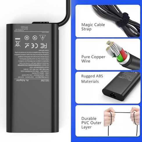 165W Gan USB C Charger Compatible with Dell Precision 5690 5680 3581 3580,Latitude 7640 7340 5540 5440 9440, Inspiron-14 16 Plus 7640 7430 Pro Rugged Laptop DA165PM210,LA165PM210,HA165PM210 in Saudi Arabia
