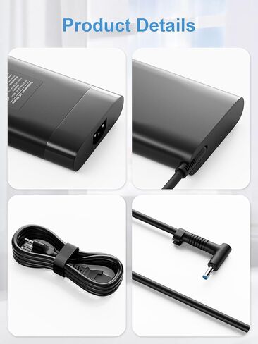 شاحن كمبيوتر محمول 200 وات شاحن HP Victus، محول طاقة تيار متردد أزرق 4.5*3.0 مم لألعاب HP Victus 15، 16 Omen Gaming 15، 17 Pavilion 15، 17 TPN-DA10 L00818-850،10FT، مع كابل طاقة U in Kuwait