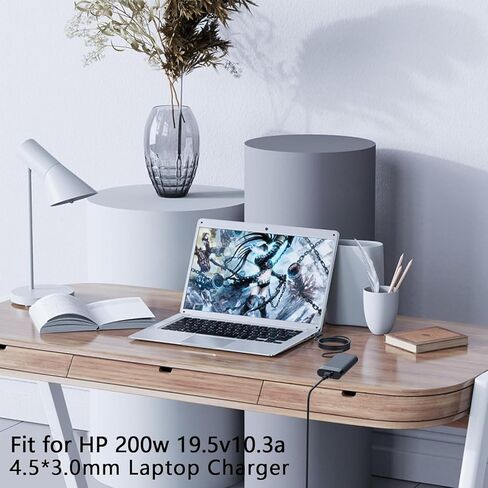 شاحن كمبيوتر محمول 200 وات شاحن HP Victus، محول طاقة تيار متردد أزرق 4.5*3.0 مم لألعاب HP Victus 15، 16 Omen Gaming 15، 17 Pavilion 15، 17 TPN-DA10 L00818-850،10FT، مع كابل طاقة U in Kuwait