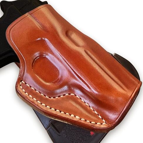 حافظة مجداف OWB من الجلد الفاخر من Masc مفتوحة من الأعلى تناسب Walther PPK/S .22LR/ 380 عيار 3.3 بوصة، رسم باليد اليمنى، بني #1170# in Kuwait