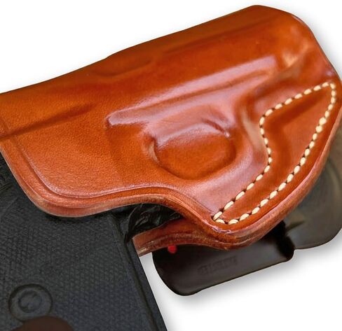 حافظة مجداف OWB من الجلد الفاخر من Masc مفتوحة من الأعلى تناسب Walther PPK/S .22LR/ 380 عيار 3.3 بوصة، رسم باليد اليمنى، بني #1170# in Kuwait