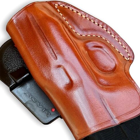 حافظة مجداف OWB من الجلد الفاخر من Masc مفتوحة من الأعلى تناسب Walther PPK/S .22LR/ 380 عيار 3.3 بوصة، رسم باليد اليمنى، بني #1170# in Kuwait