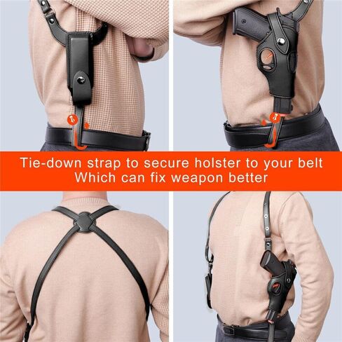 Black Dual Gun Shoulder Holster,Leather Concealed Gun Pouch with Adjustable Strap for Height 67.7 inches-72.8 inches Christmas Festival Gift Cosplay in Saudi Arabia