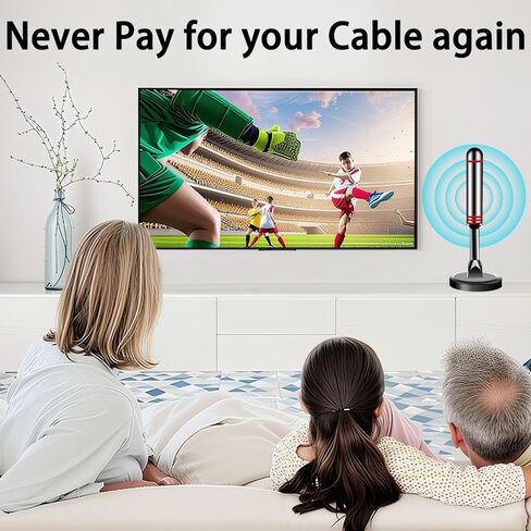 Digital TV Antenna for Smart TV Indoor, HD Antenna with Strong Magnetic Base, 360°&Long Range Reception HDTV Antennas for Local Channels, Easy Installation, Black in Saudi Arabia