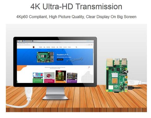 لكابل Raspberry Pi Micro HDMI إلى كابل HDMI القياسي لتوصيل كمبيوتر Pi 4 وشاشة العرض (PI-OFFICIAL-MICRO-HDMI-CABLE-1M) in Kuwait