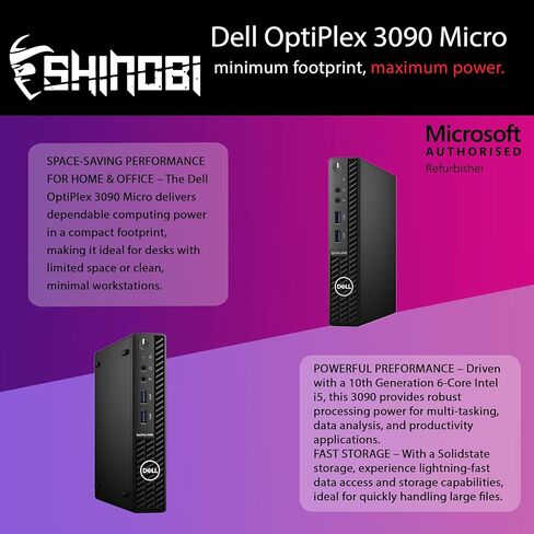 Dell 3090 OptiPlex Mini PC | Intel Core i5-10500T | 1TB NVMe | 32GB RAM | Built in AX210 Wi-Fi BT | Windows 11 Pro | Mini Desktop Computer (Renewed) in Saudi Arabia