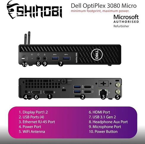 Dell 3090 OptiPlex Mini PC | Intel Core i5-10500T | 1TB NVMe | 32GB RAM | Built in AX210 Wi-Fi BT | Windows 11 Pro | Mini Desktop Computer (Renewed) in Saudi Arabia