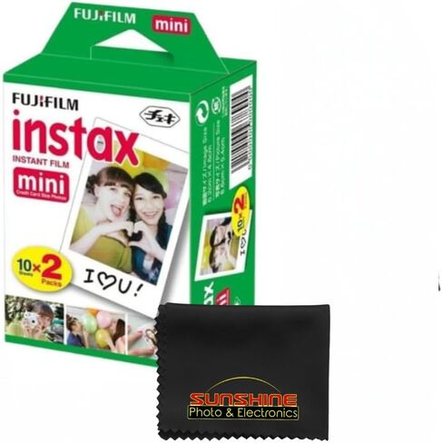 فيلم الكاميرا الفورية Fujifilm Instax Mini للكاميرات الفورية الصغيرة - التقط الذكريات في أي وقت وفي أي مكان باستخدام قطعة قماش للتنظيف من الألياف الدقيقة للصور من Sunshine... (عبوتان (إجمالي 40 ورقة)) in Kuwait