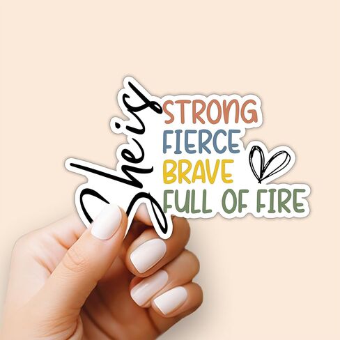 (3Pcs) She is Strong, Fierce, Brave, and Full of Fire Sticker Empowerment Strong Woman Decal Waterproof for Water Bottles Tumbler Laptop Phone Case Hard Hat Size 3x2.1 in Saudi Arabia