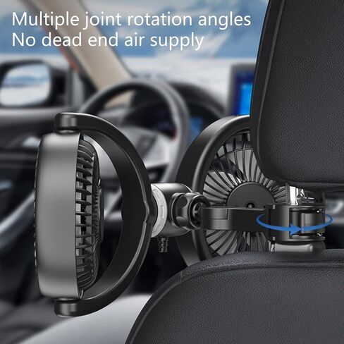 مروحة سيارة خفيفة الوزن برأسين مزدوجين، جهاز تبريد قابل للدوران يعمل بـ 3 سرعات USB لتعزيز الراحة ودوران الهواء، مروحة تبريد السيارة الهادئة in Kuwait