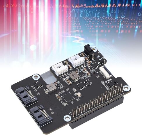 محول Diyeeni PCIe إلى 2 Serial ATA لـ Rasp Pi 5 وPi5 PCIe إلى 2 Onboard Serial ATA 3.0 مع قبعة EEPROM وبطاقة توسيع قياسية، ومؤشرات LED مزدوجة على اللوحة in Kuwait