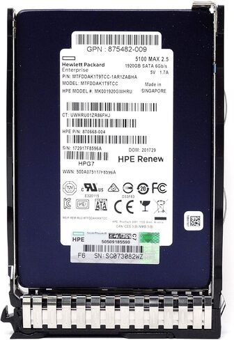 875867-001 HPE 1.92 تيرابايت 6G MU SATA 2.5 بوصة SFF SC DS SSD in Kuwait