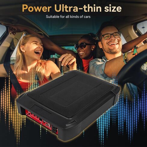 SIXWIN 1000W Slim Under Seat Powered Car Subwoofer Car/Truck Audio Sub Built in Amplifier Low Profile Subwoofer and AMP Package in Saudi Arabia