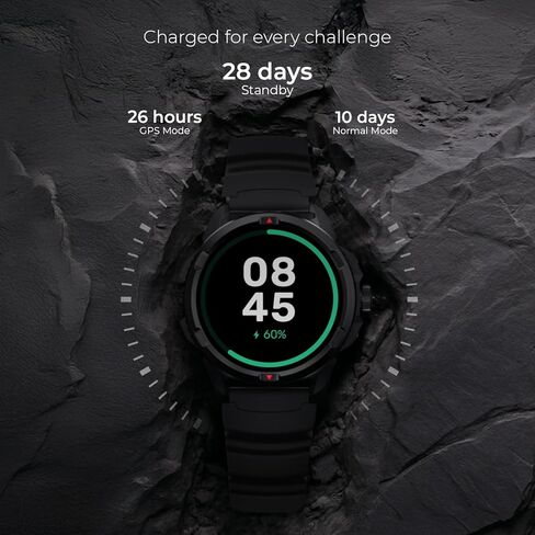 Noise Endeavour Pro Military Rugged Smartwatch, 28Days Battery, Built in GPS & Flashlight, Scratch Resistant, AI Companion, 1.5" AMOLED, 5ATM Water Resistant, 1Year Warranty (Carbon Black) in Saudi Arabia
