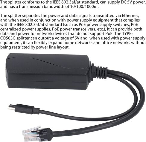 مقسم Gigabit PoE لـ Pi 5 & 5B، محول PoE إلى USB C، 5V 4A Type C، IEEE802.3af متوافق، موزع طاقة عبر إيثرنت عالي السرعة 1000 ميجابت في الثانية لـ 5 in Saudi Arabia