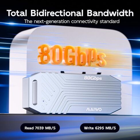 حاوية MAIWO 80 جيجابت في الثانية M.2 NVMe SSD مع مروحة تبريد، حاوية NVMe 80 جيجابت في الثانية خالية من الأدوات لمفتاح 2280 M، متوافقة مع Thunderbolt 4/3/USB4/USB C، شريحة سبائك الألومنيوم JHL9480 in Kuwait