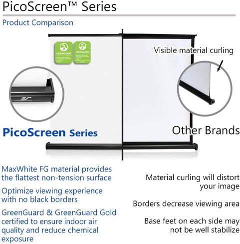 Elite Screens PicoScreen Series, Light-Weight Pull Up Manual Projector Screen, 45-inch 16:9, Portable Table-Top Pull-Up Home Theater Movie Office Classroom Fiberglass Projection Screen, PC45W, Black in Saudi Arabia