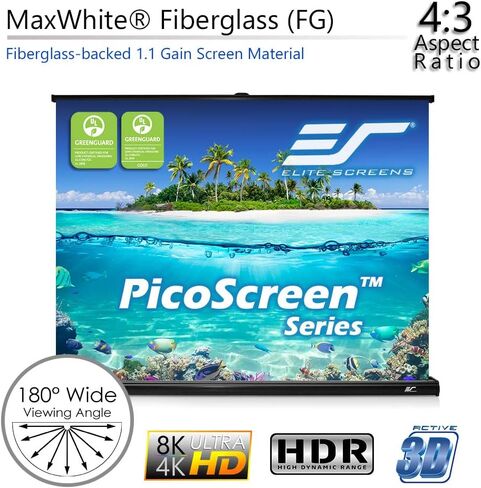 Elite Screens PicoScreen Series, Light-Weight Pull Up Manual Projector Screen, 45-inch 16:9, Portable Table-Top Pull-Up Home Theater Movie Office Classroom Fiberglass Projection Screen, PC45W, Black in Saudi Arabia