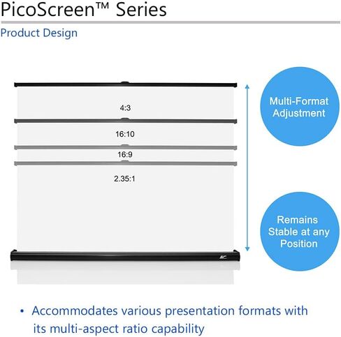 Elite Screens PicoScreen Series, Light-Weight Pull Up Manual Projector Screen, 45-inch 16:9, Portable Table-Top Pull-Up Home Theater Movie Office Classroom Fiberglass Projection Screen, PC45W, Black in Saudi Arabia