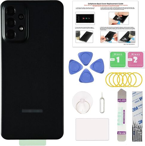 جرين فيوجن متوافق مع غطاء خلفي بديل لهاتف Galaxy A16 5G، A16 5G SM-A166P/B/E، باب خلفي مع عدسة كاميرا مثبتة مسبقًا، أدوات إصلاح وتعليمات، أزرق أسود in Kuwait