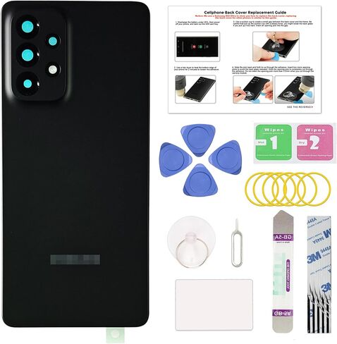 جرين فيوجن متوافق مع غطاء خلفي بديل لهاتف Galaxy A16 5G، A16 5G SM-A166P/B/E، باب خلفي مع عدسة كاميرا مثبتة مسبقًا، أدوات إصلاح وتعليمات، أزرق أسود in Kuwait