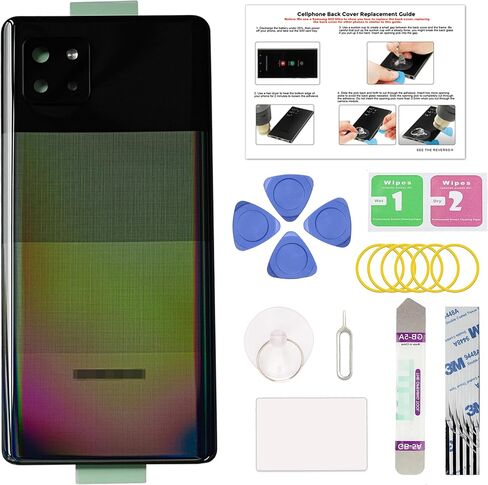 جرين فيوجن متوافق مع غطاء خلفي بديل لهاتف Galaxy A16 5G، A16 5G SM-A166P/B/E، باب خلفي مع عدسة كاميرا مثبتة مسبقًا، أدوات إصلاح وتعليمات، أزرق أسود in Kuwait